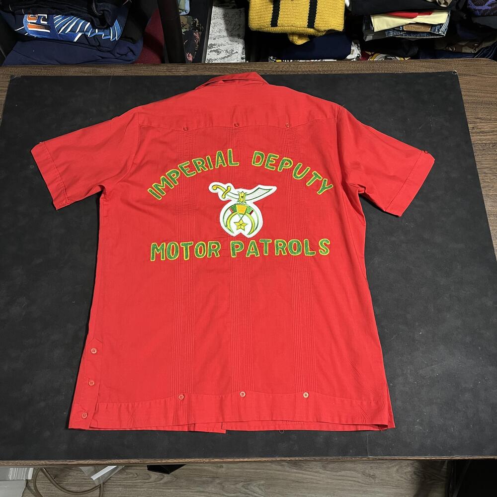 Vintage Chain Stitch Motor Patrol Shirt Bowling Gabardine Imperial Deputy1950s